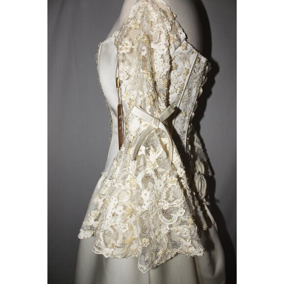 Lenovia#9513 Victorian Style Heavy Satin Bridal Gown-Size 12-LIGHT GOLD-NWT - Picture 7 of 13